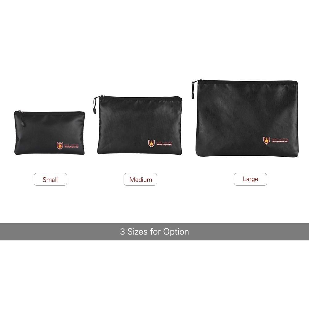 Fireproof Document Bag Silicone Coated Fiberglass Money Bag - Large