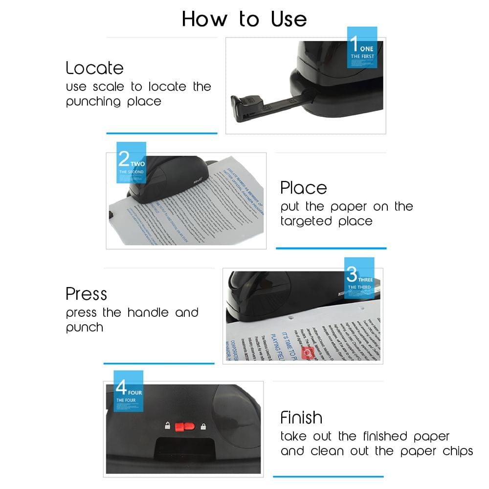 Heavy Duty 2-Hole Punch Puncher with Padded Handle 40-Sheet