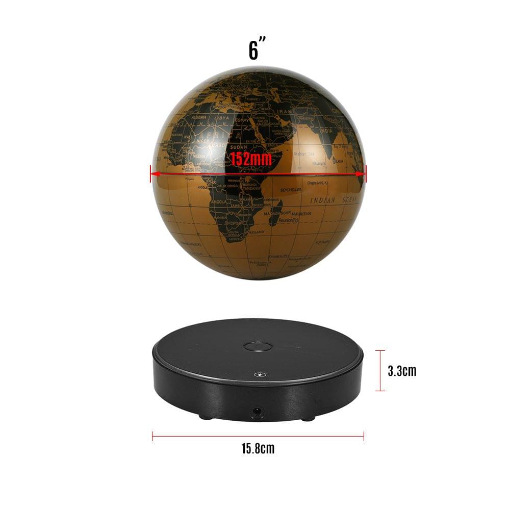 Magnetic Levitating World Map Globe with LED Light Base - EU Plug