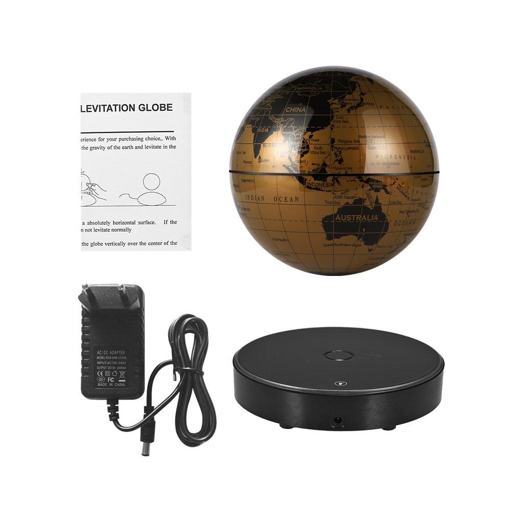 Magnetic Levitating World Map Globe with LED Light Base - EU Plug