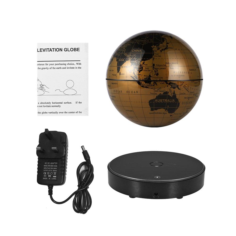 Magnetic Levitating World Map Globe with LED Light Base - UK Plug