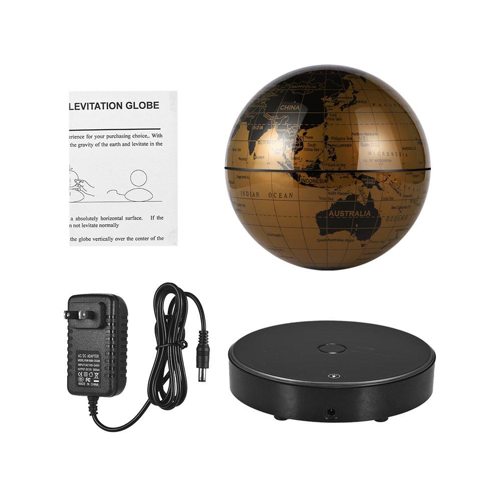 Magnetic Levitating World Map Globe with LED Light Base - US Plug