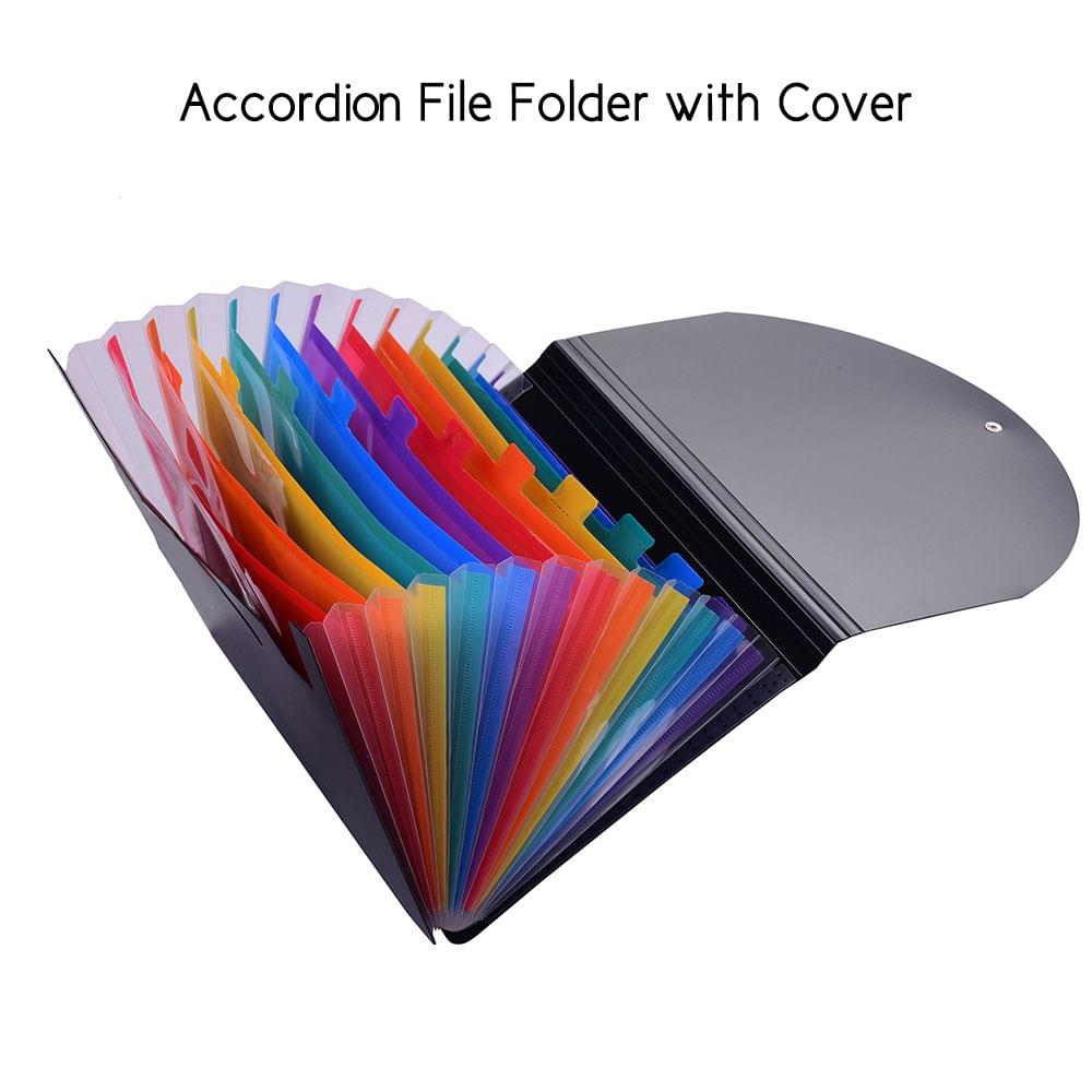 Accordion Expanding File Folder 12 Pockets Rainbow Coloured