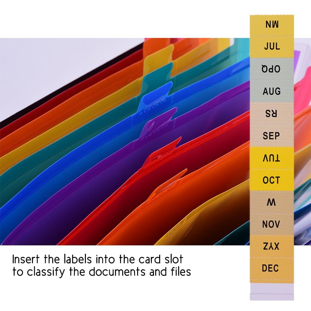 Accordion Expanding File Folder 12 Pockets Rainbow Coloured