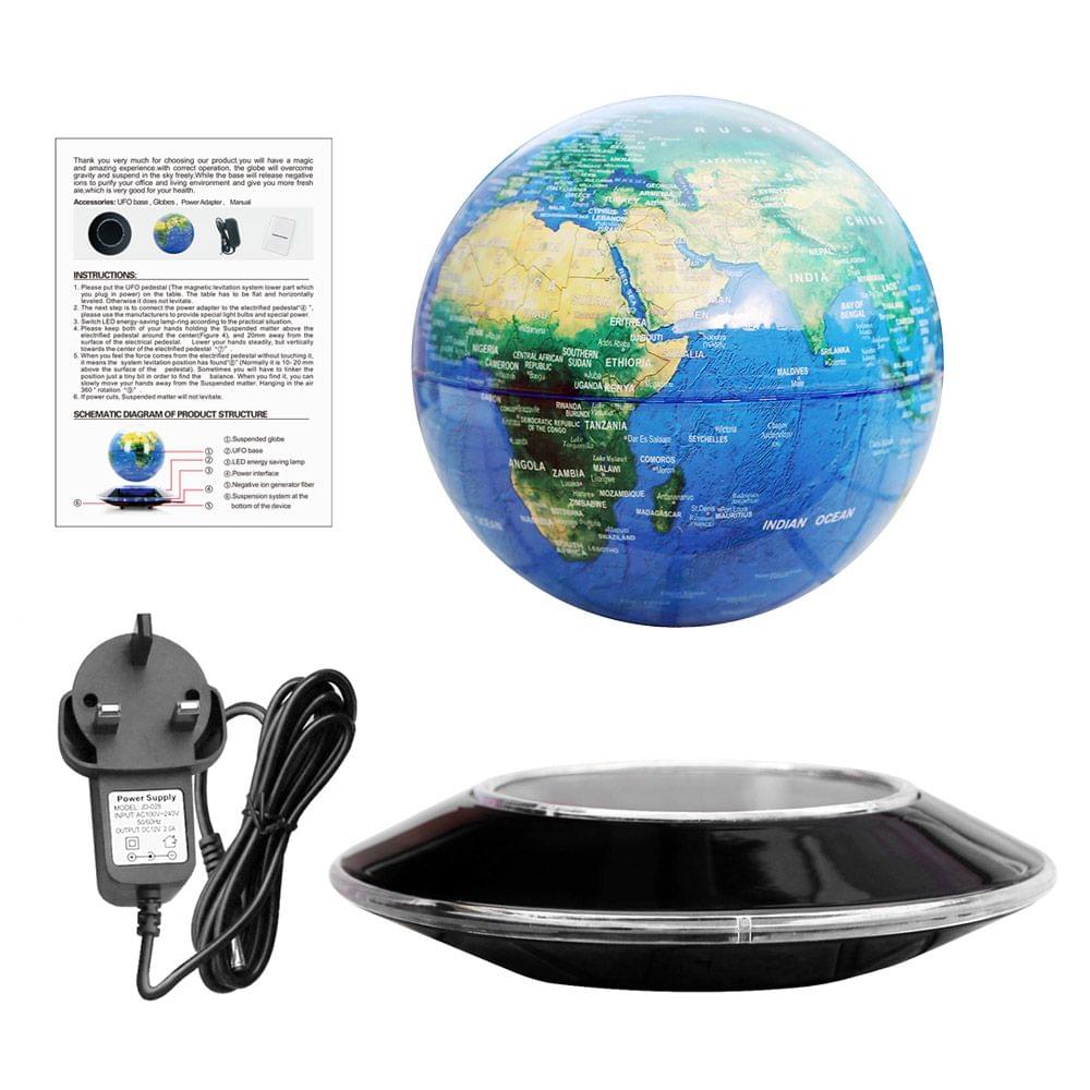 Magnetic Levitation Floating Globe 6 Inch Anti-Gravity - UK Plug (Blue)