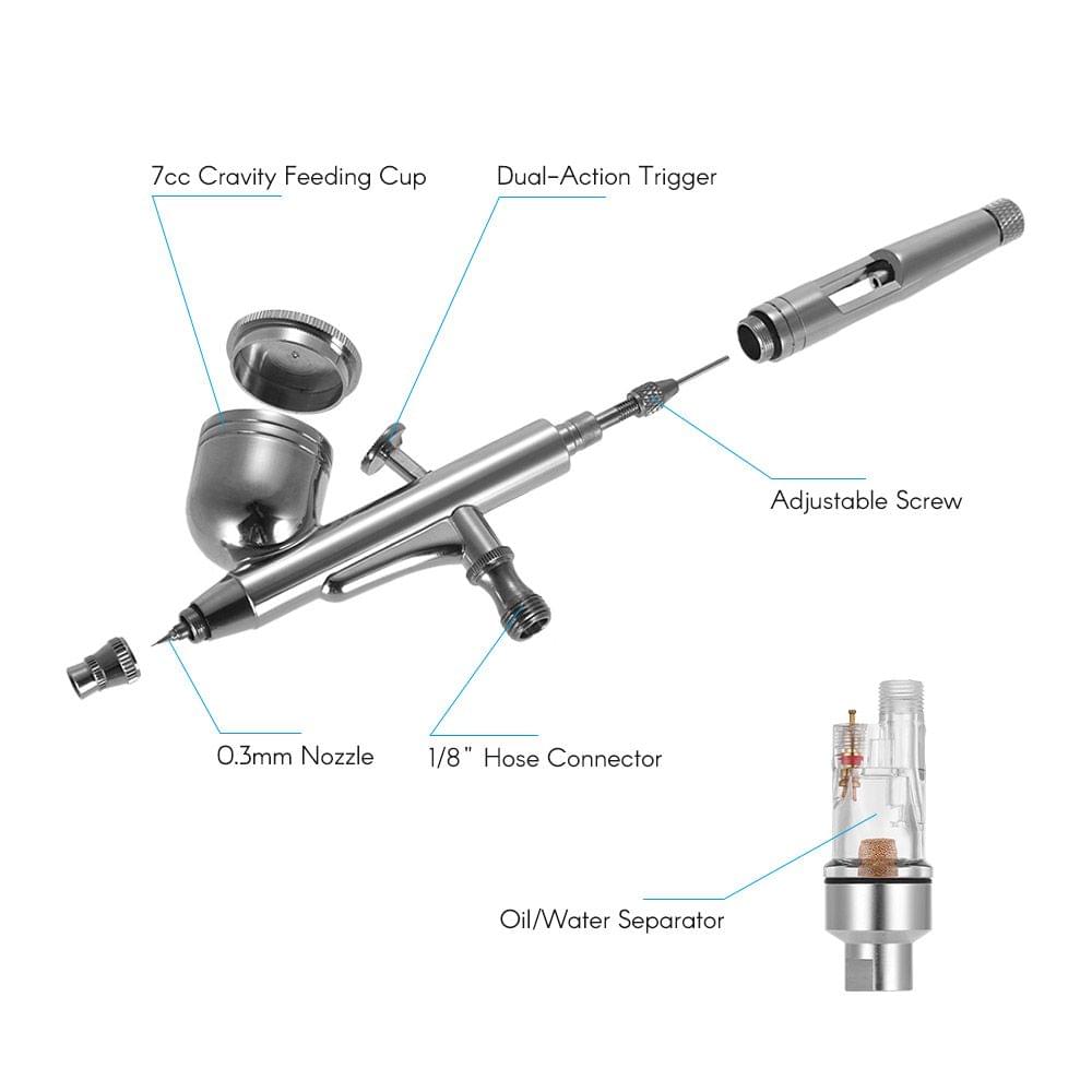 Airbrush Set Multi-Purpose Basic Airbrushing System Kit with - US Plug