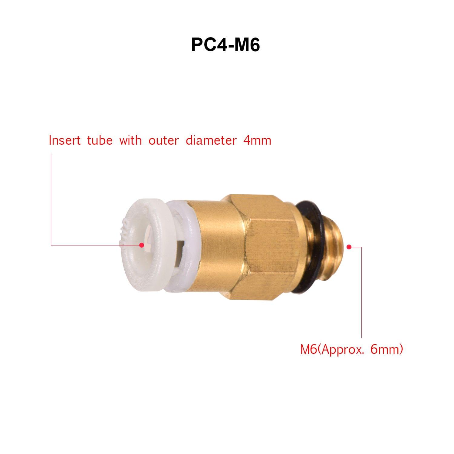 Aibecy PC4-M6 Male Straight Pneumatic Tube Push Fitting