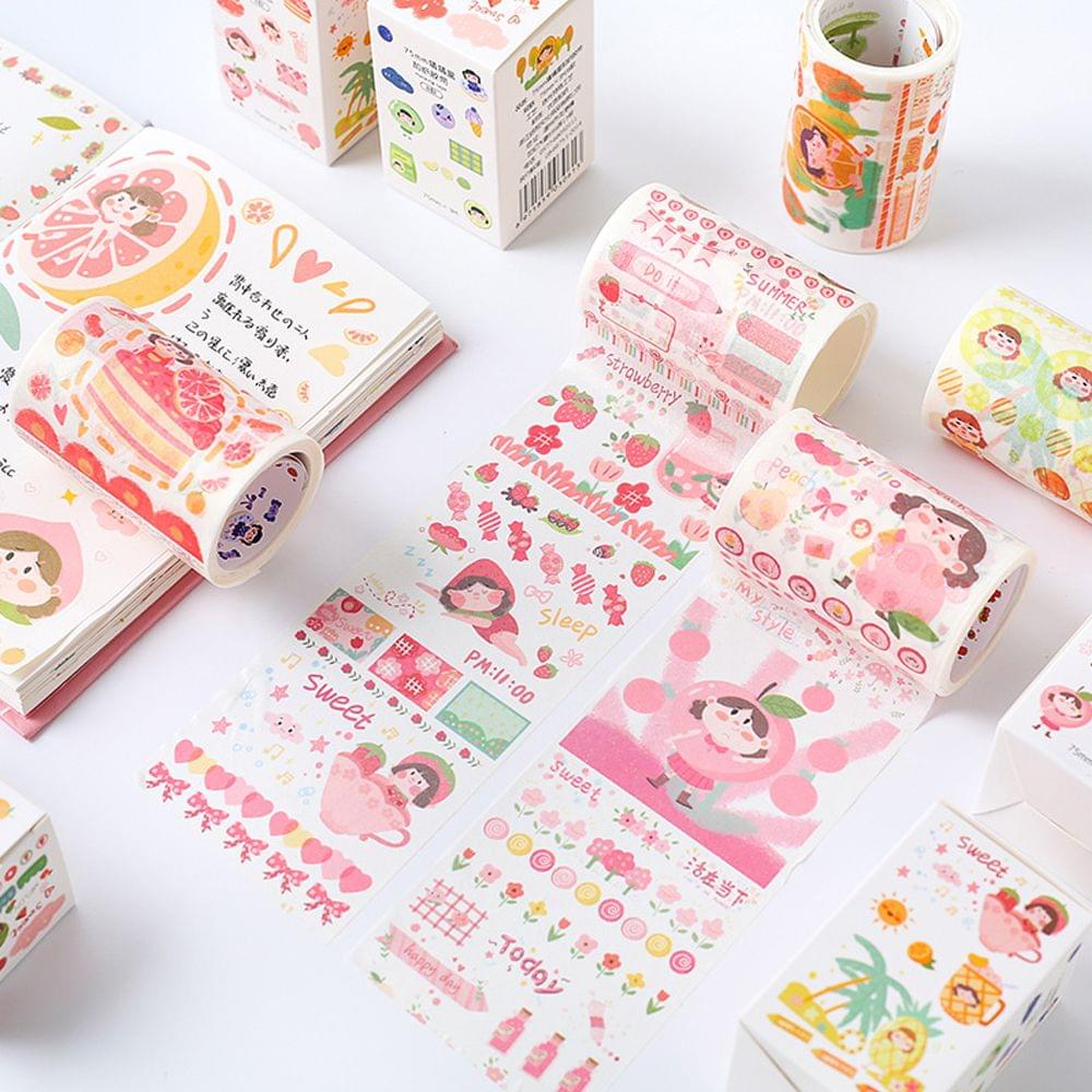 Lovely Fruit Washi Japanese Paper Tape Pearlized - Grapefruit