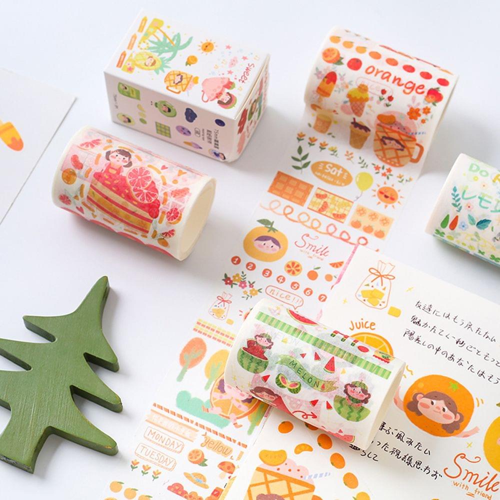 Lovely Fruit Washi Japanese Paper Tape Pearlized - Grapefruit