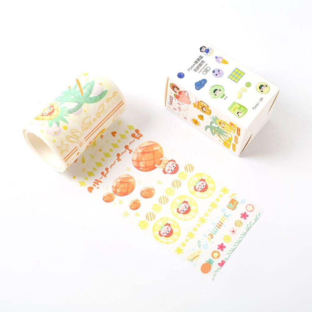 Lovely Fruit Washi Japanese Paper Tape Pearlized - Pineapple