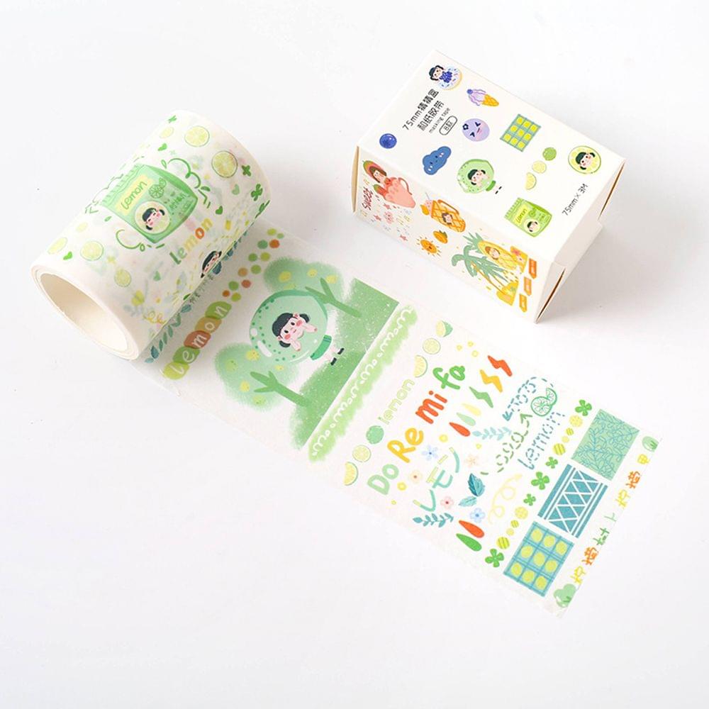 Lovely Fruit Washi Japanese Paper Tape Pearlized - Green Lemon