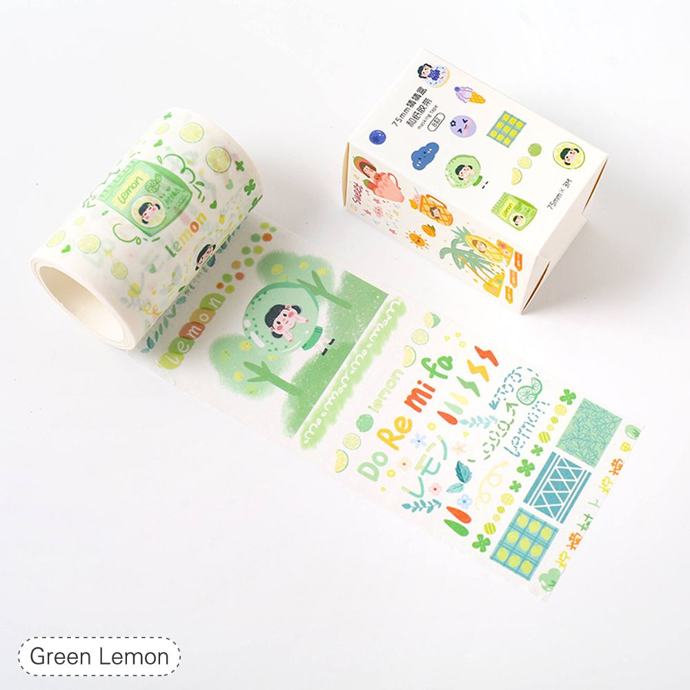 Lovely Fruit Washi Japanese Paper Tape Pearlized - Green Lemon