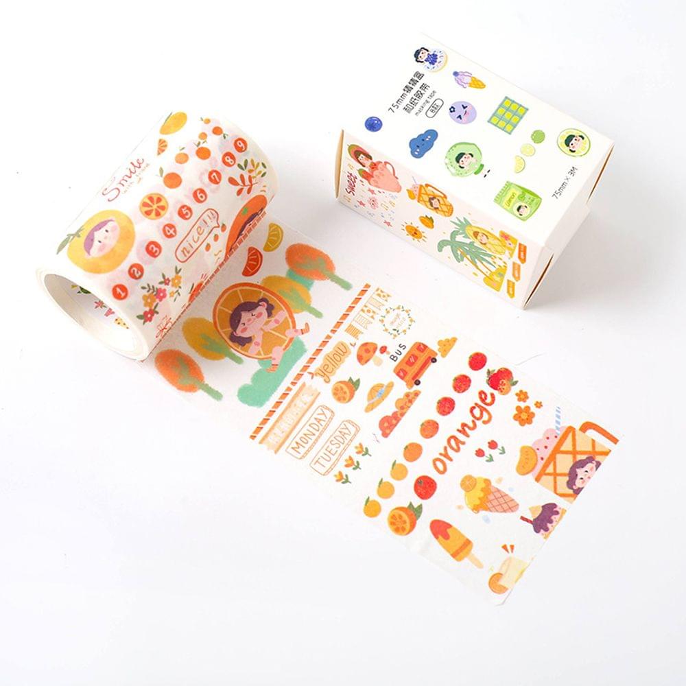 Lovely Fruit Washi Japanese Paper Tape Pearlized - Orange