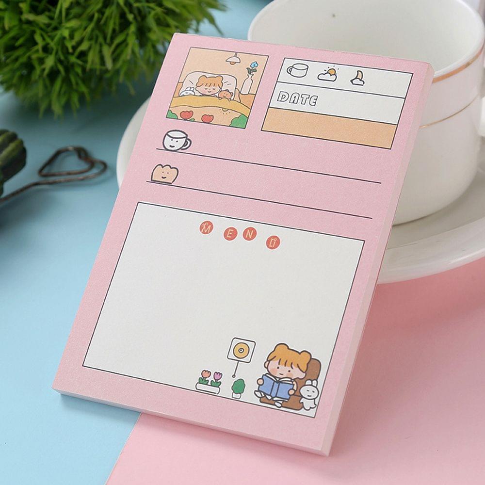 50 Sheets Portable Cartoon Sticky Notes To Do List Notepad - A