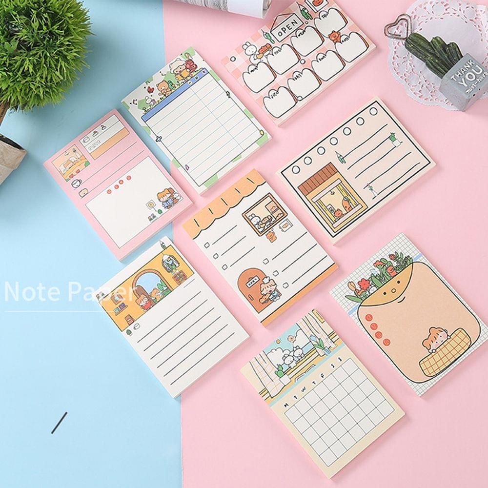 50 Sheets Portable Cartoon Sticky Notes To Do List Notepad - A