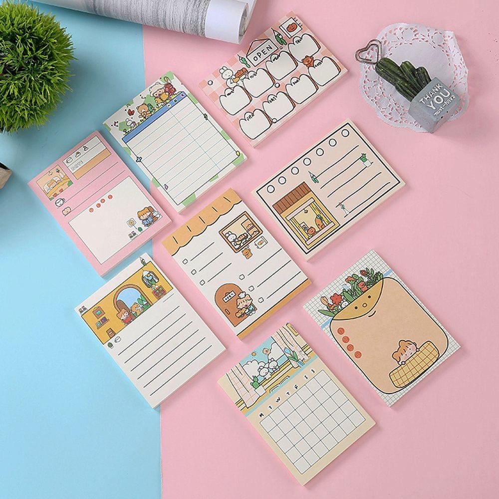 50 Sheets Portable Cartoon Sticky Notes To Do List Notepad - A