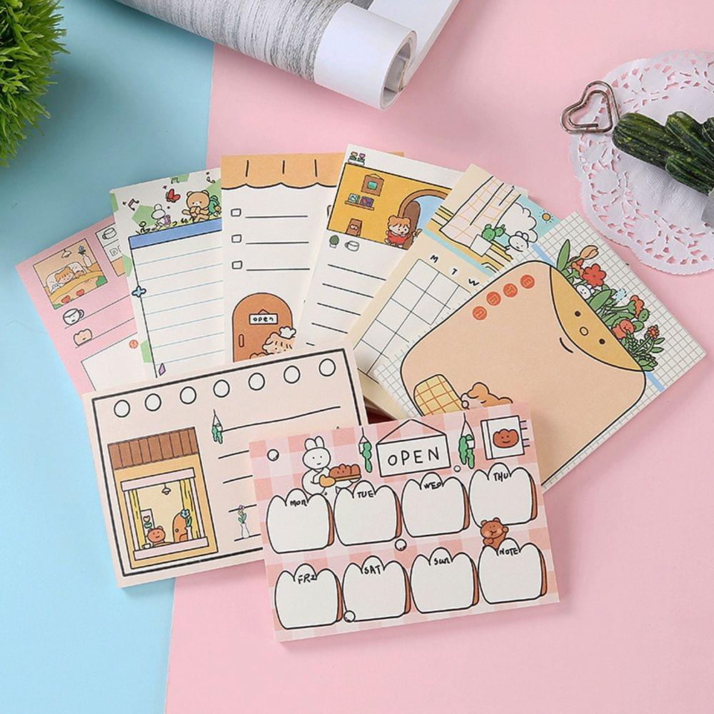 50 Sheets Portable Cartoon Sticky Notes To Do List Notepad - A