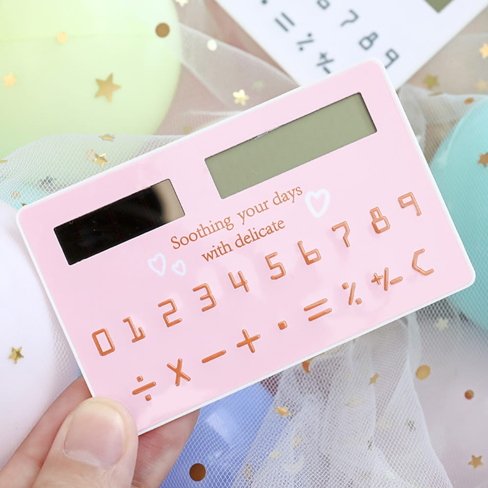 Mini Card Size Calculator Ultra-thin Cute Cartoon Solar