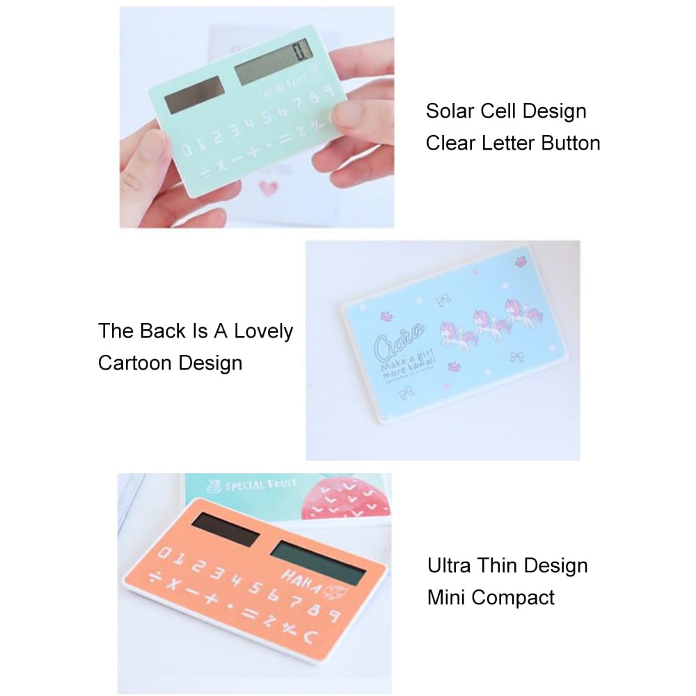 Mini Card Size Calculator Ultra-thin Cute Cartoon Solar