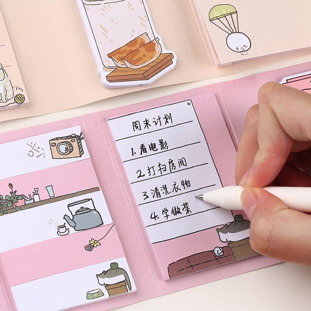 260 Sheets Multi-Fold Sticky Notes Lovely Cartoon Memo Note - Type A