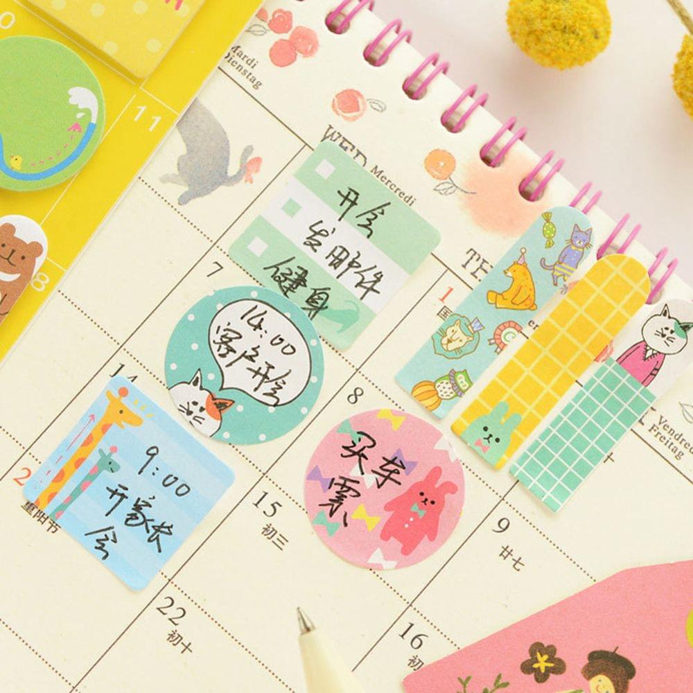 Cute Cartoon Animal Sticky Notes Self Adhesive Week Plan - Style 1