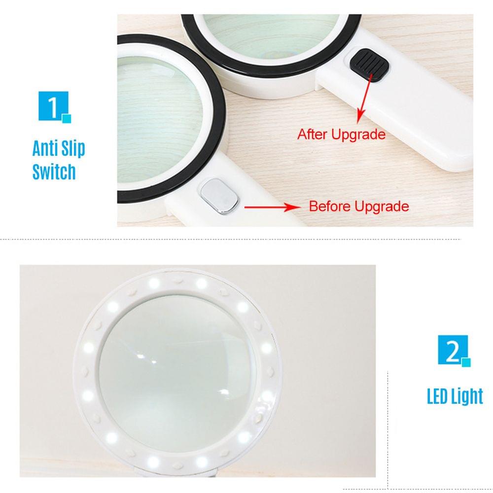 Handheld Magnifier Magnifying Glass Lens 30X with 12 LED