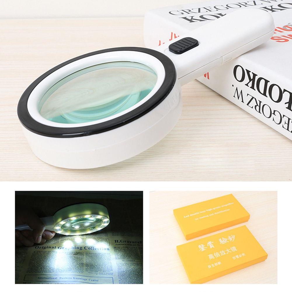 Handheld Magnifier Magnifying Glass Lens 30X with 12 LED