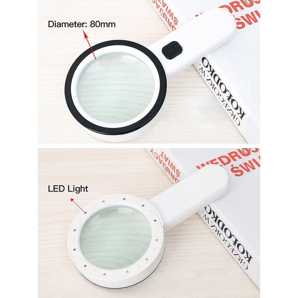 Handheld Magnifier Magnifying Glass Lens 30X with 12 LED