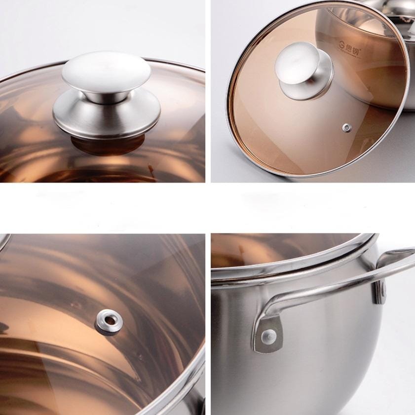 Si Gang 24CM Stainless Steel Drum-shaped Large-capacity Extra Thick Soup Pot, Size:24 CM