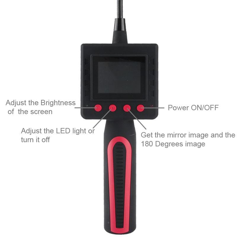 Waterproof Video Borescope Inspection 4 LED Camera with 2.4 inch Color LCD Monitor, Camera Head Outer Diameter: 10mm