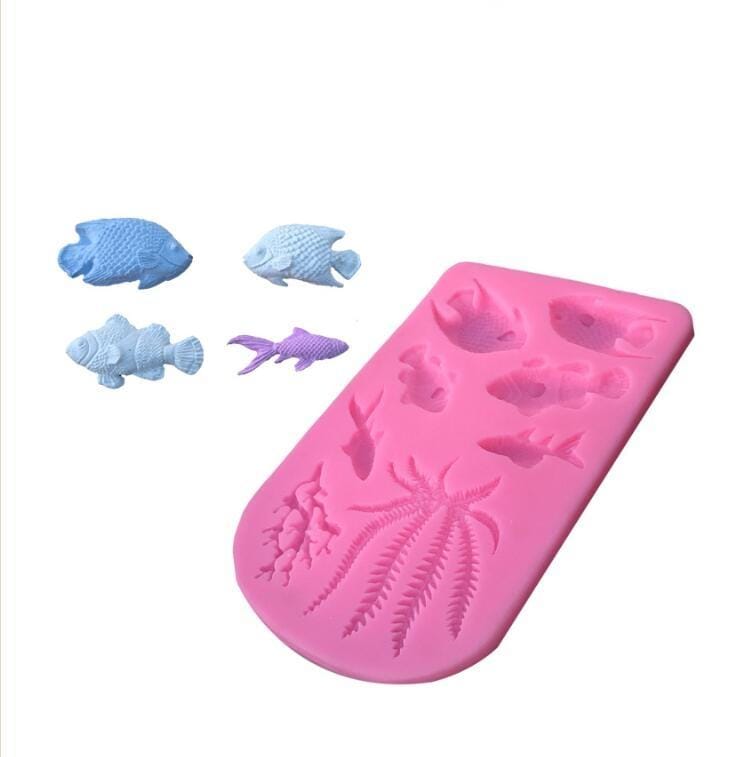 2 PCS Fondant Chocolate Dry Pes Fish Model Marine Animal Silicone Mould (Pink 50-1138)