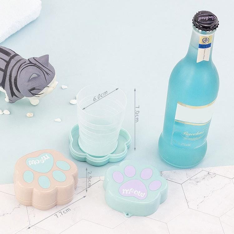Creative Cat Paw Shape Foldable Cup Portable Travel Water Drinking Cup Mini Telescopic Cup, Capacity: 120ml (Purple)