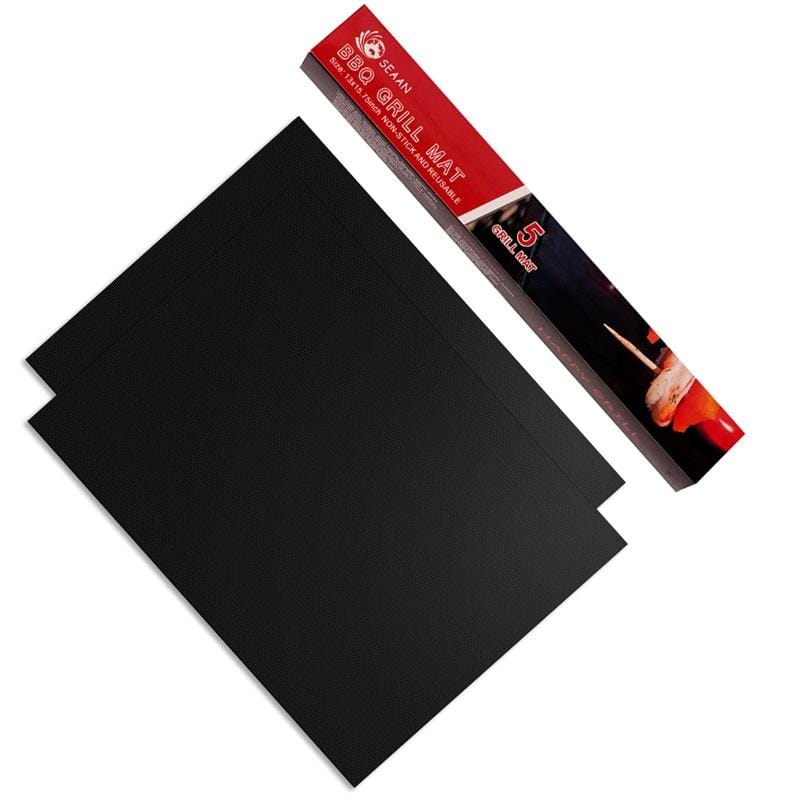 2 PCS 0.2mm Thick Barbecue Grill Mat Non-Stick BBQ Grill Mats, Size:40x33CM (Black)