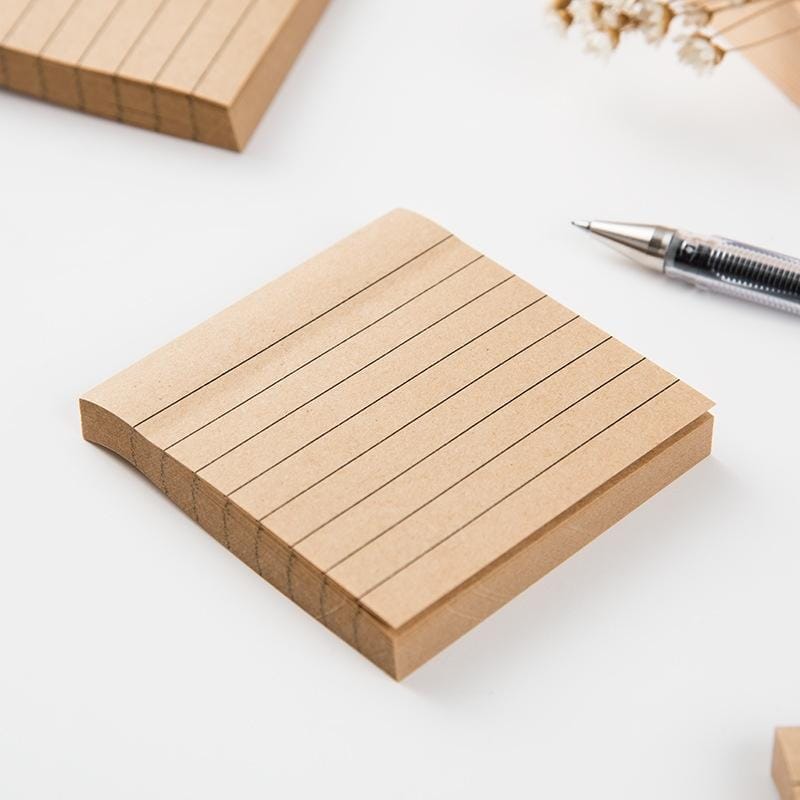 5 PCS Simple Kraft Paper Horizontal Line Small Note Book Square Message Note N Times Post It (Kraft paper)