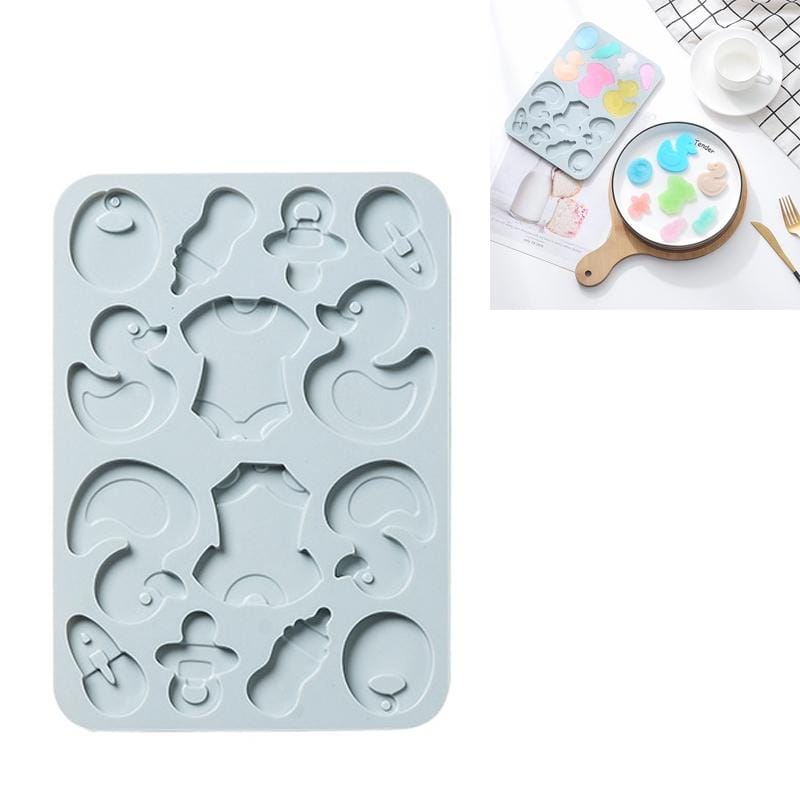 4 PCS Duck Shape Silicone Ice Tray Baking Mold Biscuit Chocolate EMold (Blue)