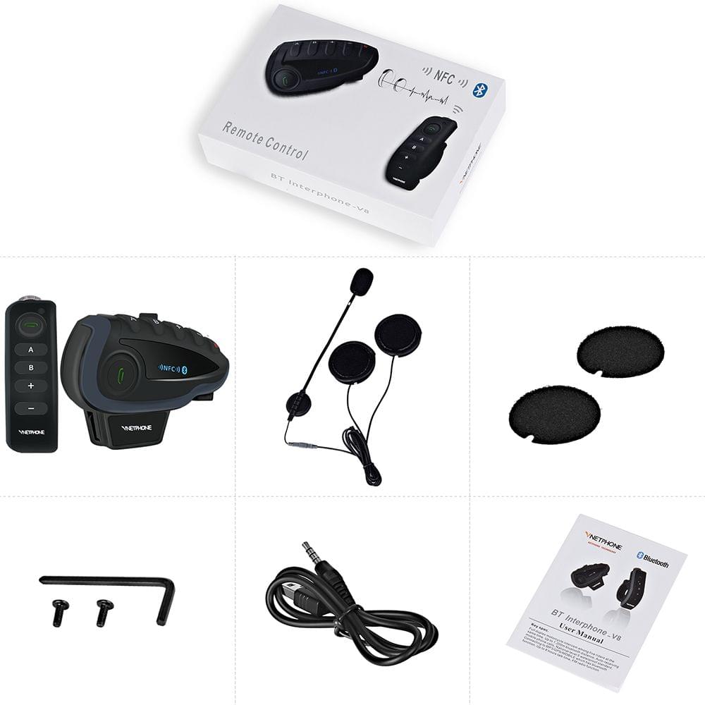 V8 Wireless Bike Helmet Headphone Intercom NFC Bluetooth