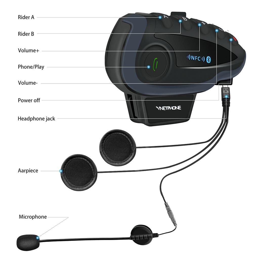 V8 Wireless Bike Helmet Headphone Intercom NFC Bluetooth