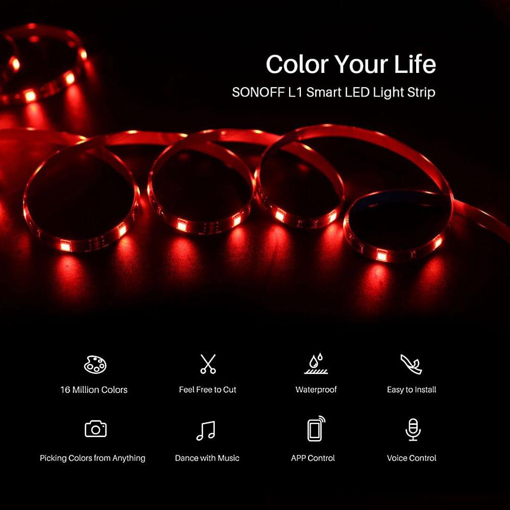 SONOFF L1 Smart LED Light Strip 2m RGB Dimmable Waterproof - 2M