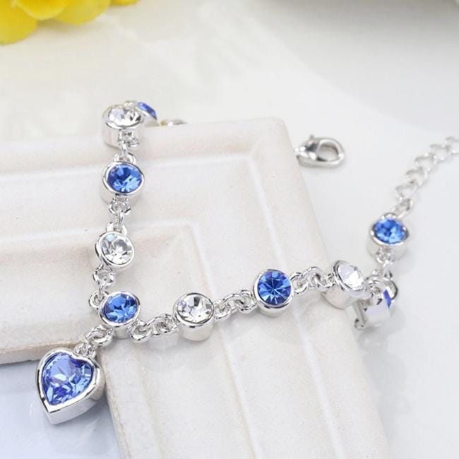 Fashion 12 Constellation Crystal Bracelets Gold-plated Anti-allergy Bracelet Jewelry (Blue)