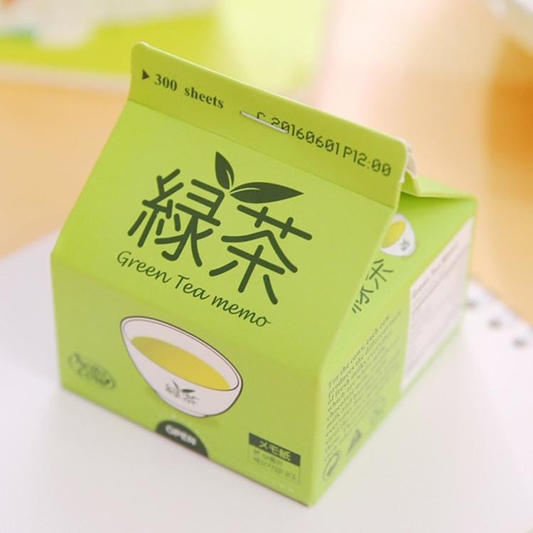 Creative Cute Milk Box Memo Note Paper Office School Supplies (Green Tea)