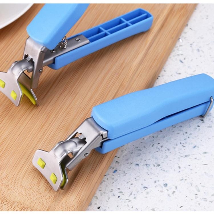 Kitchen Gadgets Stainless Steel Tray Picker Multi-function Bowl Clamp Anti-scalding Clip (Blue)