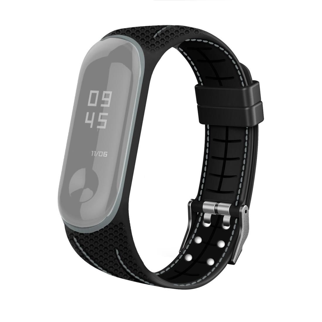 For Xiaomi Mi Band 4 / 3 Silicone Two-color Thread Replacement Strap Watchband, Style:Honeycomb Texture (Grey)