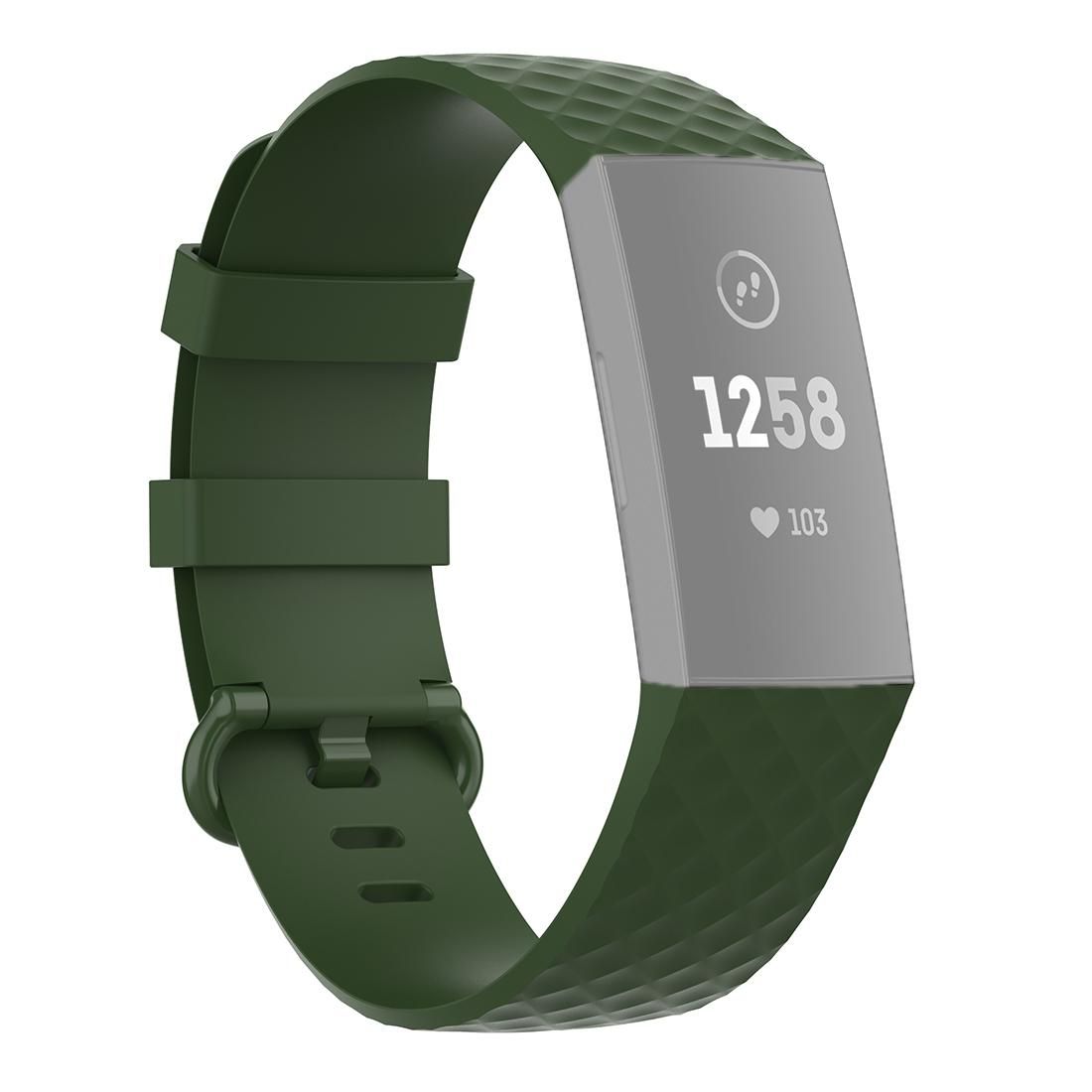 Color Buckle TPU Wrist Strap Watch Band for Fitbit Charge 4 / Charge 3 / Charge 3 SE, Size: L (Olive Green)