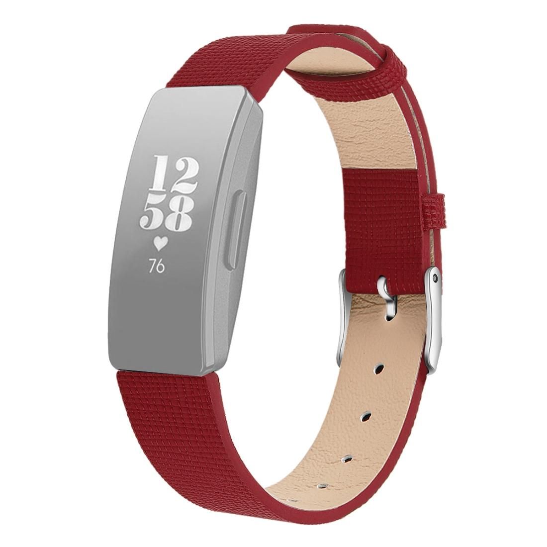 For Fitbit Inspire / Inspire HR Leather B Type Replacement Wrist Strap Watchband, Size:L (Red)