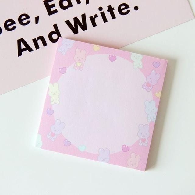 2 PCS Cute Rabbit N Times Sticky Notes Paper Notepad Stationery School Supplies (Round Rabbit)