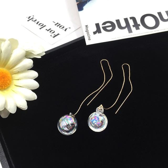 Retro Transparent Water Glass Ball Earrings (SW080701-02)