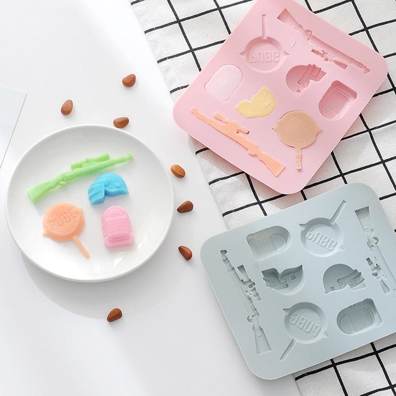 4 PCS Creative Toys Shape Ice Cream Silicone Mold Chocolate Candy Cake DIY Baking Tools (Pink)