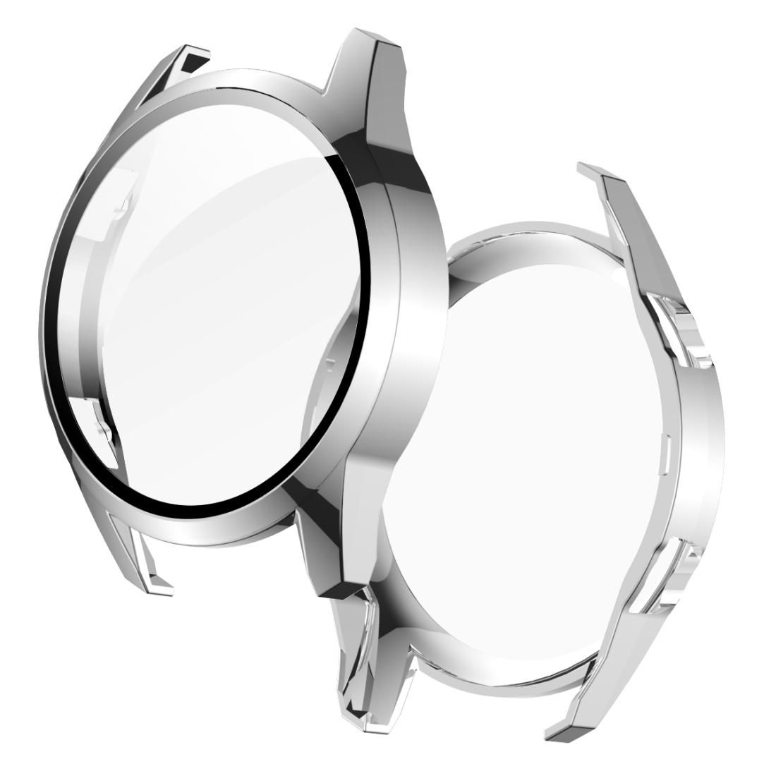 2 in 1  Tempered Glass Screen Protector + Fully Plating PC Case, Size:For Huawei Watch GT2 46mm (Silver)