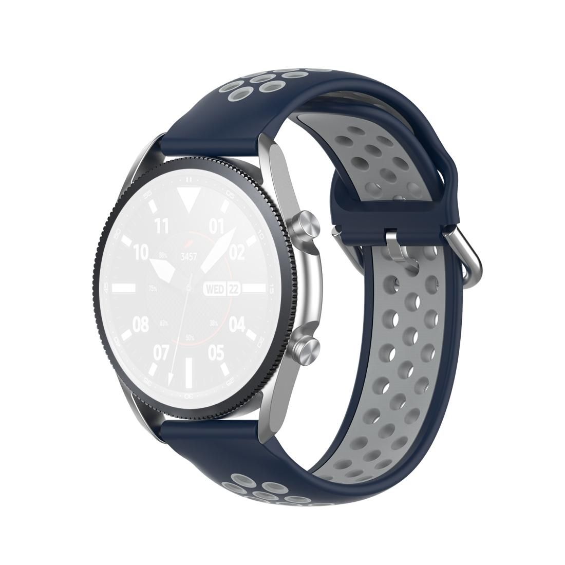 For Galaxy Watch 3 45mm Silicone Sports Two-tone Strap, Size: 22mm (Midnight Blue Gray)