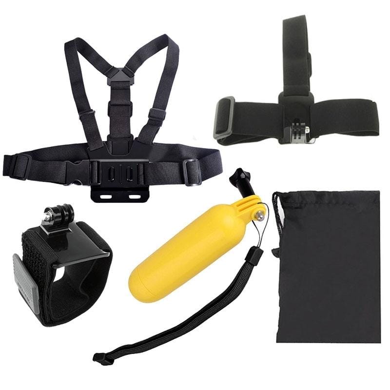 YKD -135  5 in 1 Chest Strap + Head Strap + Floating Handle Grip + Wrist Strap Band Hook and Loop Fastener Mount + Bag Set for GoPro NEW HERO / HERO7 /6 /5 /5 Session /4 Session /4 /3+ /3 /2 /1, Xiaoyi and Other Action Cameras